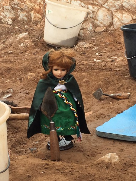 Philomena tries her hand with a trowel